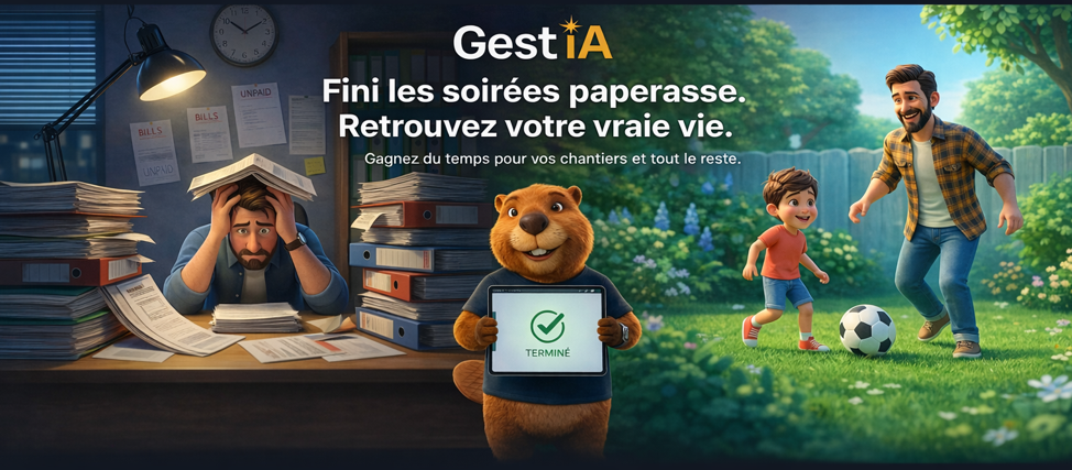 GestIA — Fini les soirées paperasse. Retrouvez votre vraie vie.